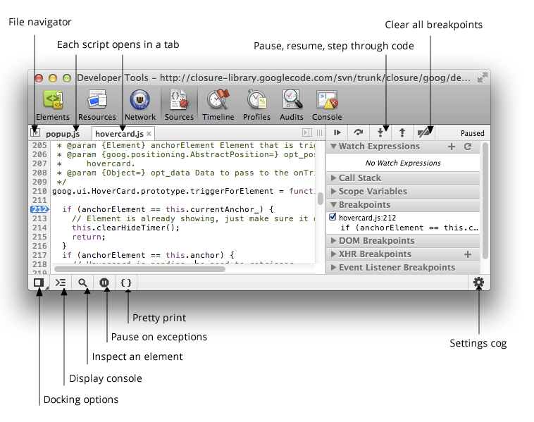 Javascript Debug with Chrome Dev Tools