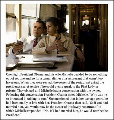 Obama and Wife - Restaurant story