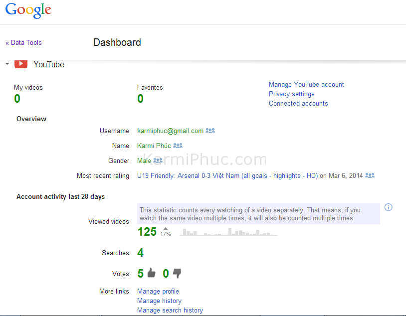 Google Dashboard liệt kê các thông tin người dùng | Karmi Phuc Blog