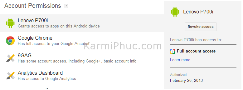 Google Account Permissions | Karmi Phuc Blog