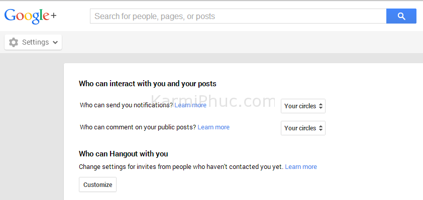 Thiết lập các tùy chỉnh riêng tư trên Google+ | Karmi Phuc Blog