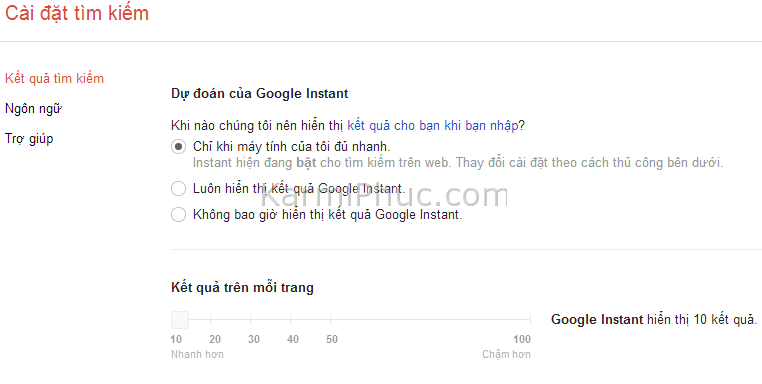 Thiết lập tìm kiếm cho Google Search | Karmi Phuc Blog